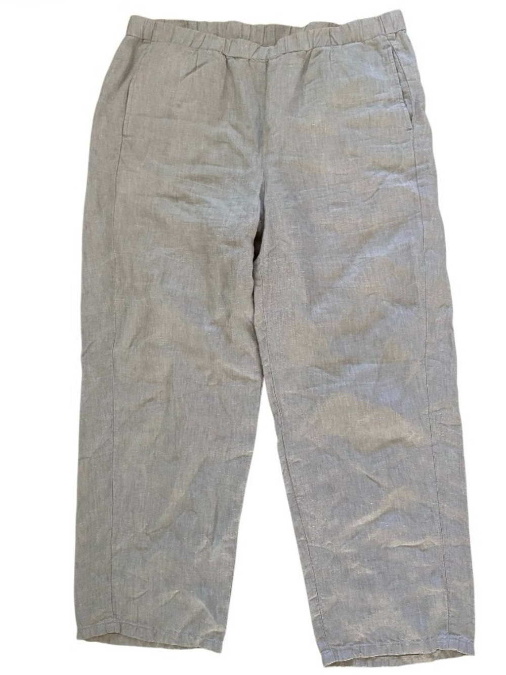 J Jill 100% linen crop light gray pants size M Tall ,two side pockets